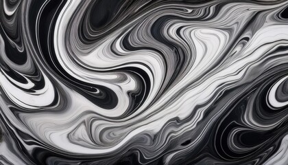 Elegant Monochrome Swirl Pattern in Black and White. Fluid Marble Ink Texture with Organic Curves and High Contrast for Modern Backgrounds, Branding, or Artistic Home Decor