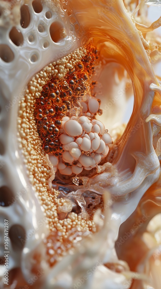 Aufkleber abstract macro closeup of bubbles forming inside seashell creating intricate patterns