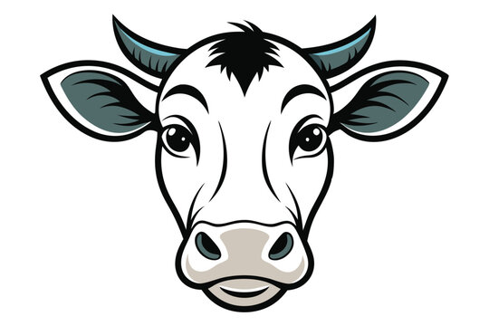 recommend clip art: cow face vector  clean line art Illustration on white white  background I.eps
