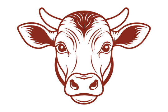 recommend clip art: cow face vector  clean line art Illustration on white white  background F.eps