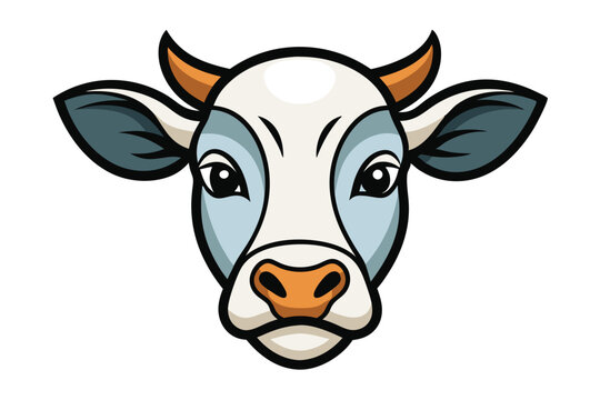 recommend clip art: cow face vector  clean line art Illustration on white white  background H.eps