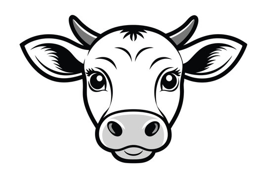 recommend clip art: cow face vector  clean line art Illustration on white white  background J.eps