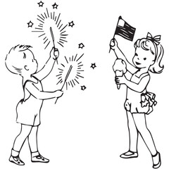 Fourth Of July Drawing vector