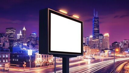 Night time Billboard with City Lights