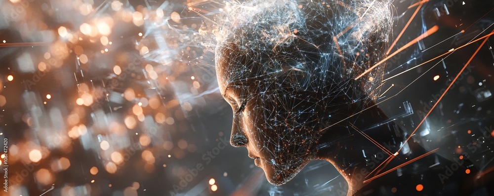 Aufkleber Artificial intelligence processing data in a futuristic network