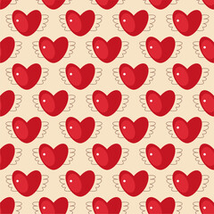 Seamless pattern with decorative hearts symbols of romantic love Valentine's Day vector illustration endless pattern for party, invitation, background design art 