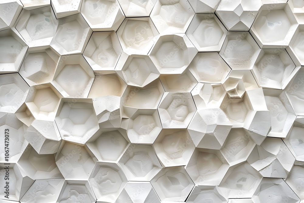 Poster intricate hexagonal wall design with textured patterns
