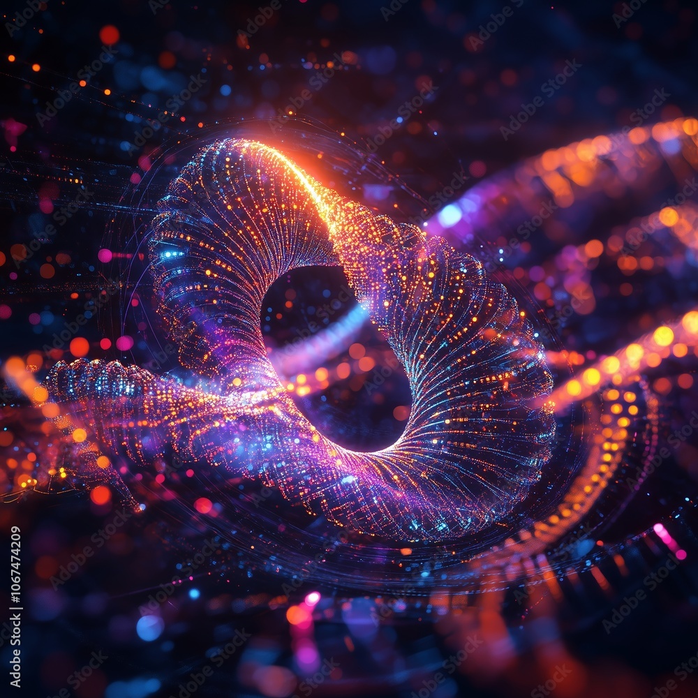 Aufkleber a vibrant representation of abstract light patterns creating a stunning infinity knot under a starry