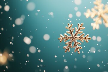 Fototapeta premium Close-Up View of a Detailed Snowflake Against a Gradient Blue Background
