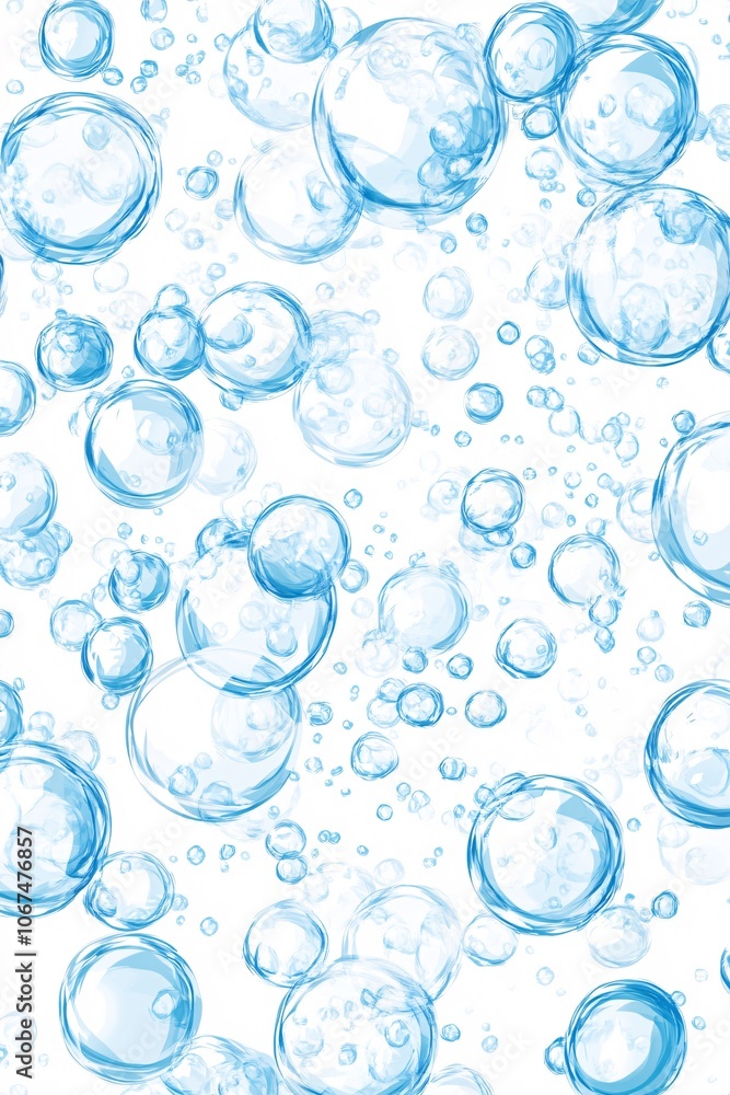 Aufkleber realistic transparent blue soap bubbles floating on white background