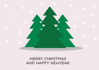 Merry Christmas and Happy New Year flat poster.