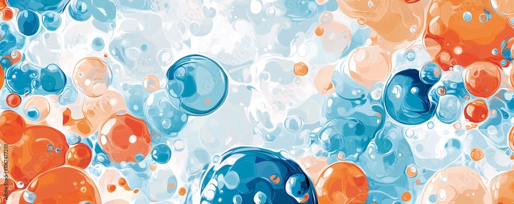 Poster colorful bubbles floating and forming an abstract pattern