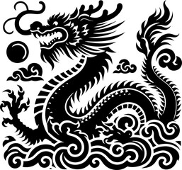 Dragon silhouette icon vector art illustration
