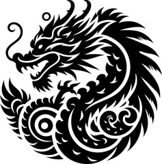 Dragon silhouette icon vector art illustration