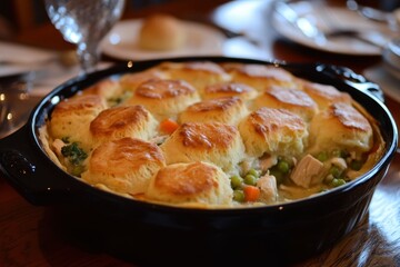Fototapeta premium Biscuit topped chicken pie