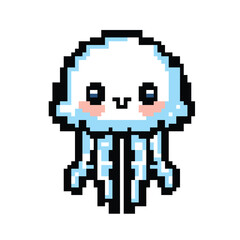 Pixel art cute jellyfish