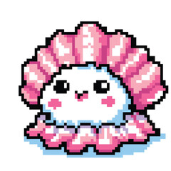 Pixel art cute clam fish