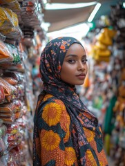 Fototapeta premium Iranian woman and Nigerian friend shopping in local market