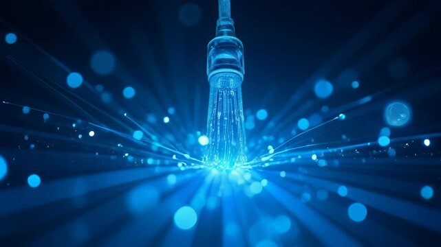 fiber optic internet cables fly through complicated wiring Connect with high speed internet.