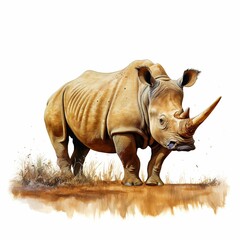 Obraz premium A rhino with a horn on its head is standing in a field