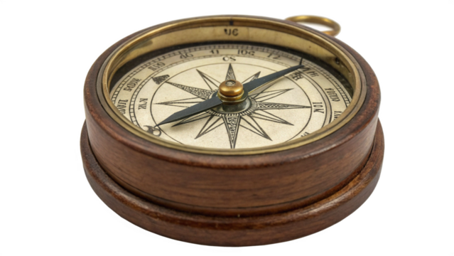 old compass on white background
