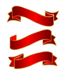 Flat vector ribbons banners set isolated on white background.