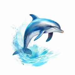 Obraz premium A dolphin is leaping out of the water, with its mouth open