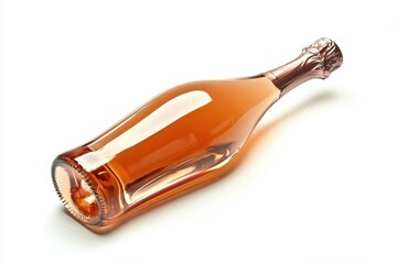 Isolated bottle of ros&eacute; champagne on white