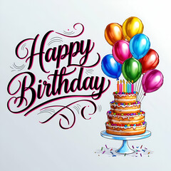happy birthday card with balloons