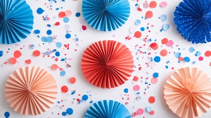 Fototapeta premium Colorful Paper Decorations with Confetti for Celebrations