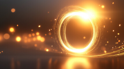 Effect, disk of light. Sparks.