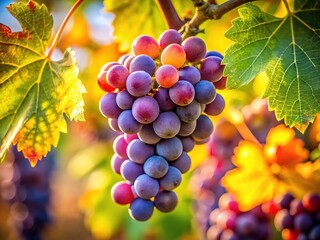Fototapeta premium The architectural beauty of a vine adorned with plump, juicy grapes.