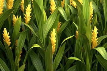 Obraz premium Vibrant 3D Illustration of Stylized Yellow Flowers