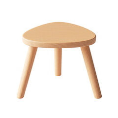 Simple wooden table with a triangular top in a 3D illustration, showcasing a minimalist design and natural wood texture, ideal for modern interiors. Isolated on transparent background, png.