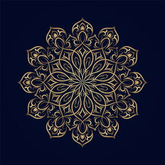 golden mandala ornament, round decorative design