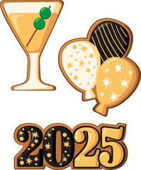 New Years Celebration Sugar Cookies 2025