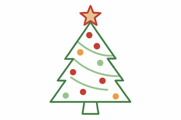 Christmas tree vector illustration on the white background.