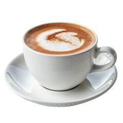 Steaming Cappuccino Coffee in Elegant White Cup Isolated on Transparent Background for Beverage Design