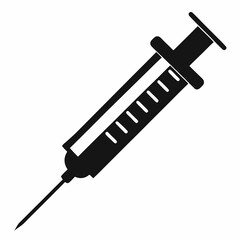 medical syringe vector icon silhouette. Vaccine or injection icon. Syringe with needle, vector illustration isolated on transparent background