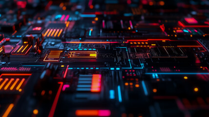 Motherboard or circuit board futuristic background, technology wallpaper or backdrop