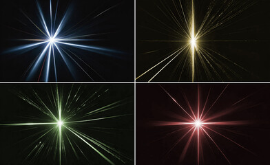 collection Loop center glow gold orange red star rays lights optical lens flares