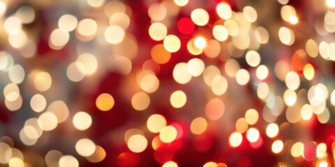 Abstract blurred bokeh light background with white and red colors christmas abstract festive.