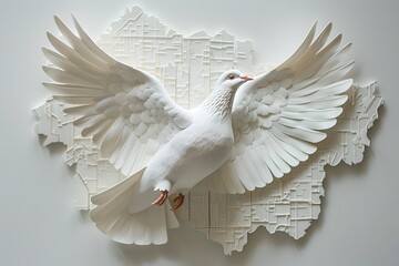 Elegant White Dove in Flight Against a Textured Background