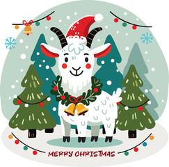 Merry Christmas with the year symbol goat