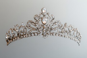 Fototapeta premium Silver crown tiara jewelry on clear backdrop