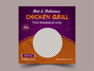 Fototapeta premium Food social media vector promotion and Instagram banner post design template