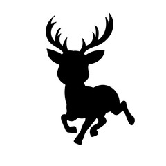 deer jumping silhouette on white background, vector