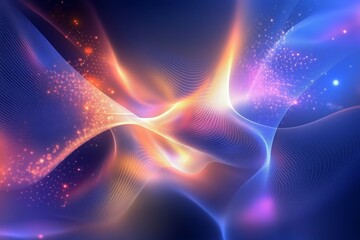 Obraz premium Vibrant Holographic Waves in a Colorful Abstract Background