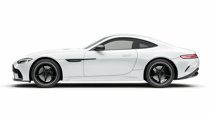 New white car isolated on a white background, showcasing sleek design    