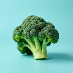 broccoli isolated on light blue background